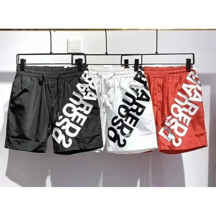 Dsquared2 Logo Print Shorts in Black, White and Red