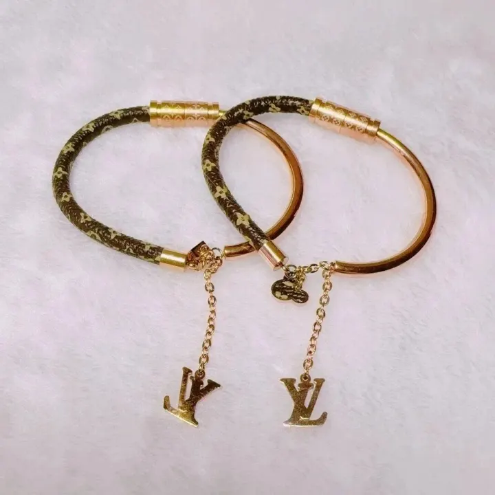 Louis Vuitton Monogram Brown Bracelet with LV Charm