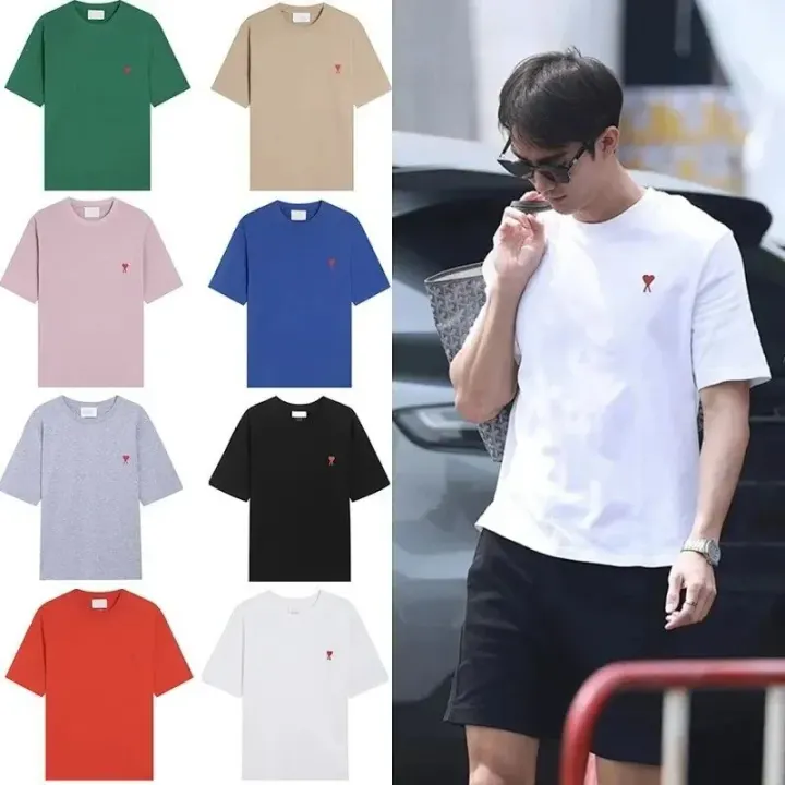 Ami White Small-Logo Relaxed-Fit Short Sleeve T-Shirt