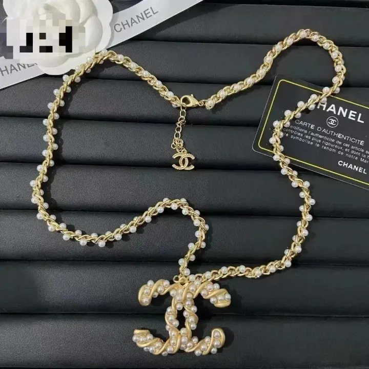 Chanel Gold Pearl-Trim CC Pendant Necklace