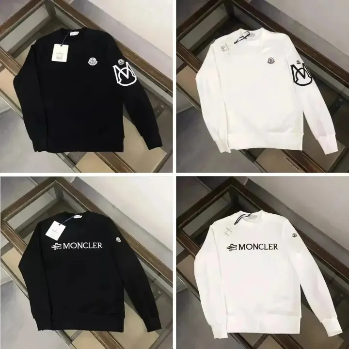 Moncler Black and White Logo Crewneck Sweatshirt