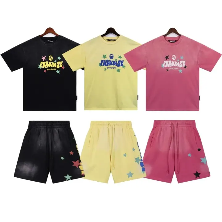 Palm Angels Paradise Graphic Matching Set in Black, Yellow, and Pink