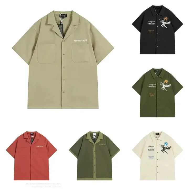 Represent Short-Sleeve Camp Shirt in Khaki