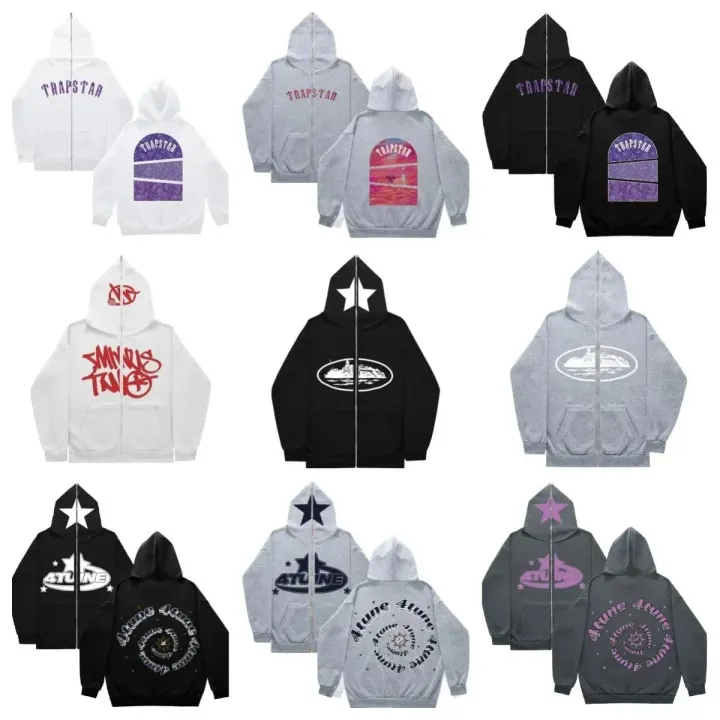 Trapstar Graphic Zip-Up Jacket in White, Grey & Black