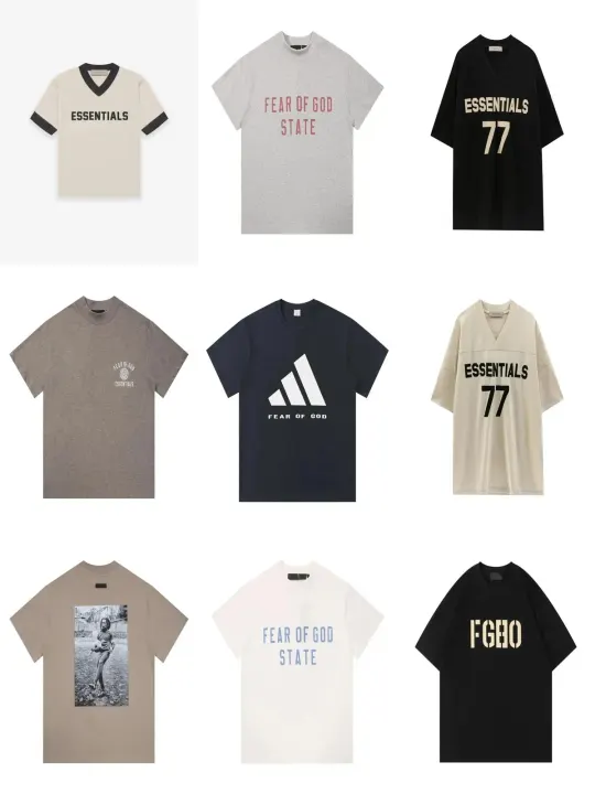 Fear of God Oversized Graphic T-Shirt in Cream, Grey, and Black