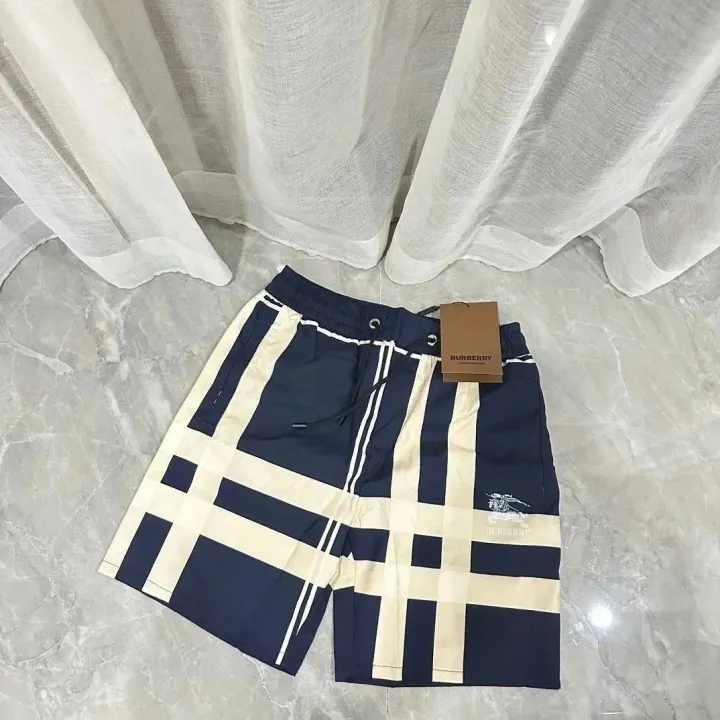 Burberry Navy Plaid-Stripe Shorts