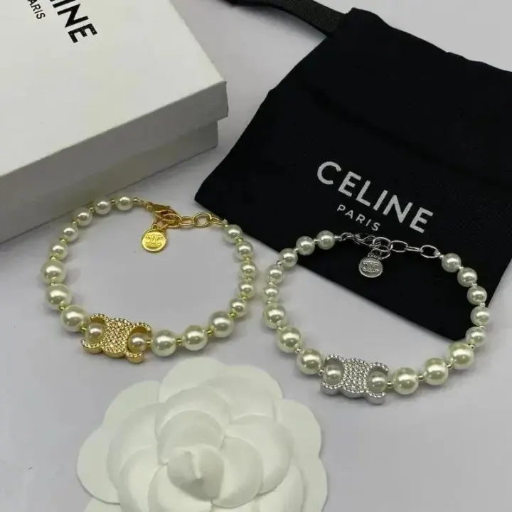Celine Pearl Charm Bracelet in Gold and Silver