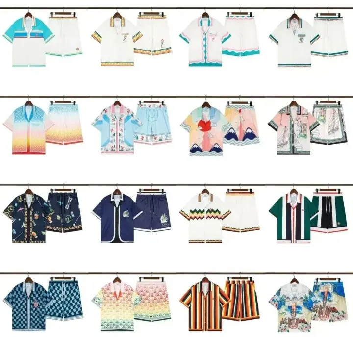 Casablanca Green Monogram Print Shirt and Shorts Set