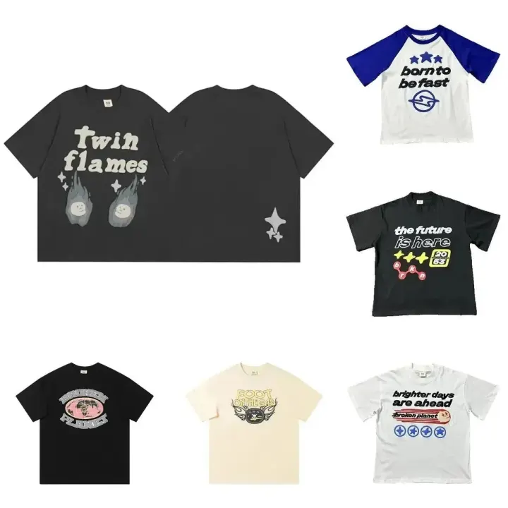 Broken Planet Graphic Print T-Shirt Collection in Black and White