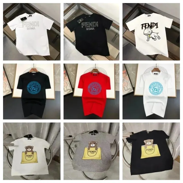 Fendi Graphic T-Shirt in White, Black, Red and Grey