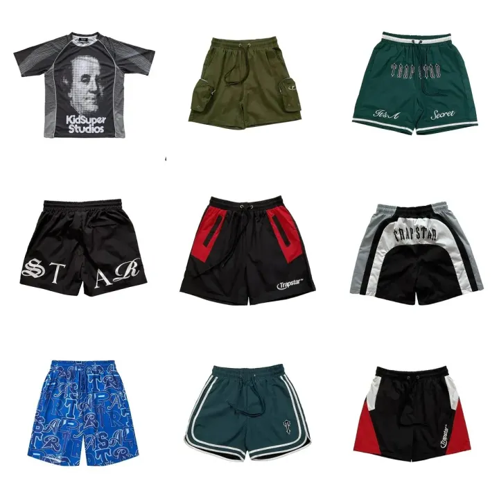 Trapstar Graphic Shorts in Black, Green, and Blue