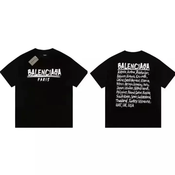 Schwarzes Balenciaga T-Shirt mit Logo-Print auf dem Rücken