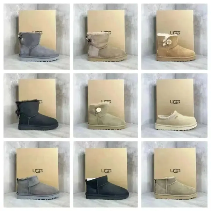 UGG Suede Shearling-Lined Slipper Boots in Gray, Sand and Black