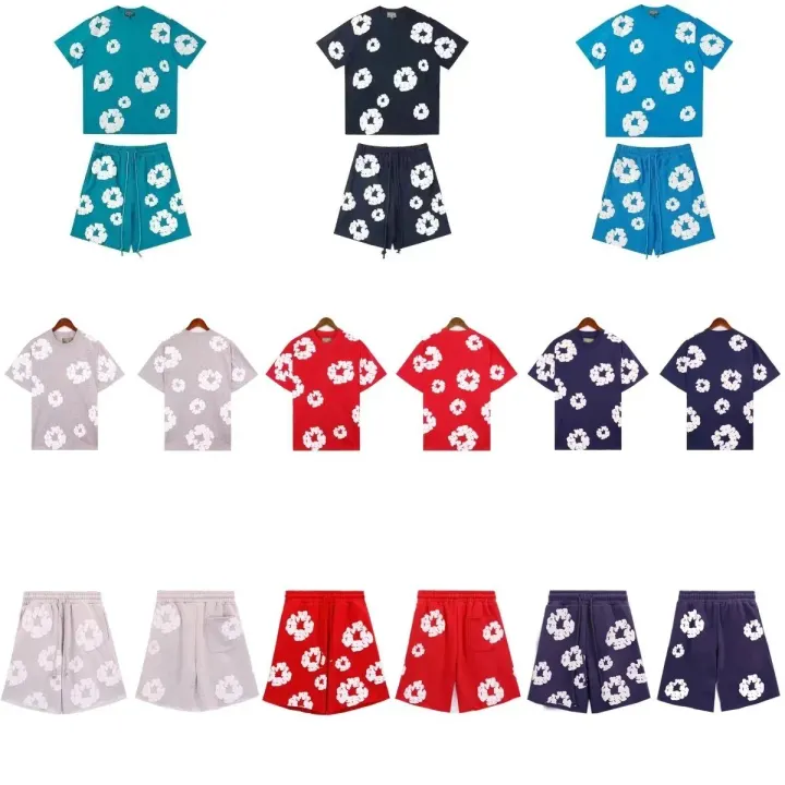 Denim Tears Cotton Wreath T-Shirt and Shorts Matching Set in Teal