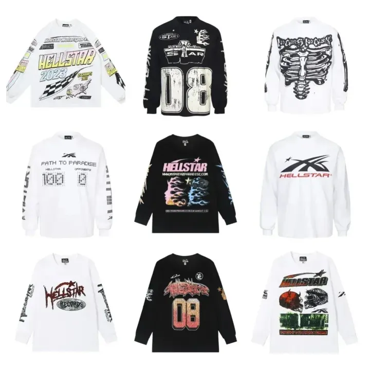 Hellstar Graphic Pullover Hoodie in Black and White