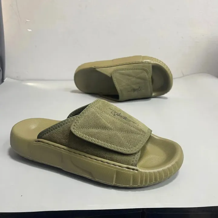 Stüssy Olive Suede Strap Slides
