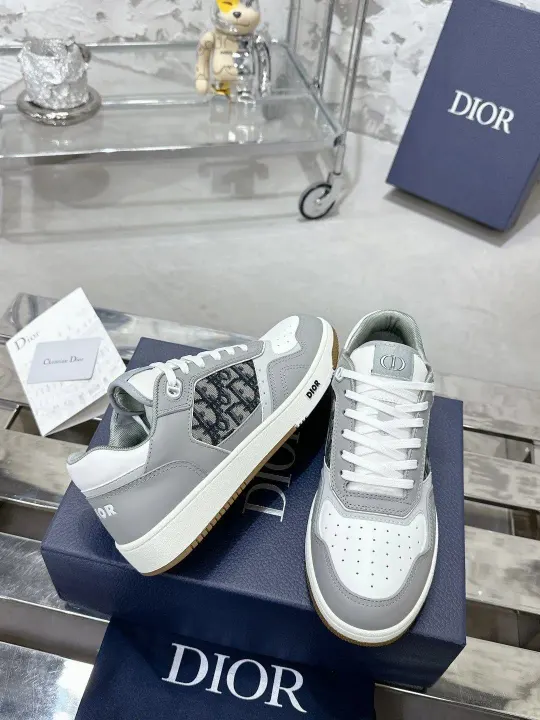 Dior Szare i białe graficzne niskie sneakersy