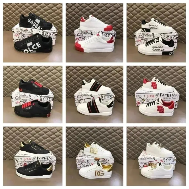 Dolce & Gabbana Logo Detail Sneakers in Black, White & Red