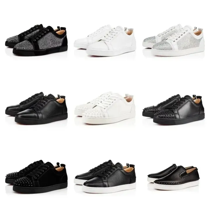 Christian Louboutin Spike-Toe Low-Top Sneakers in Black