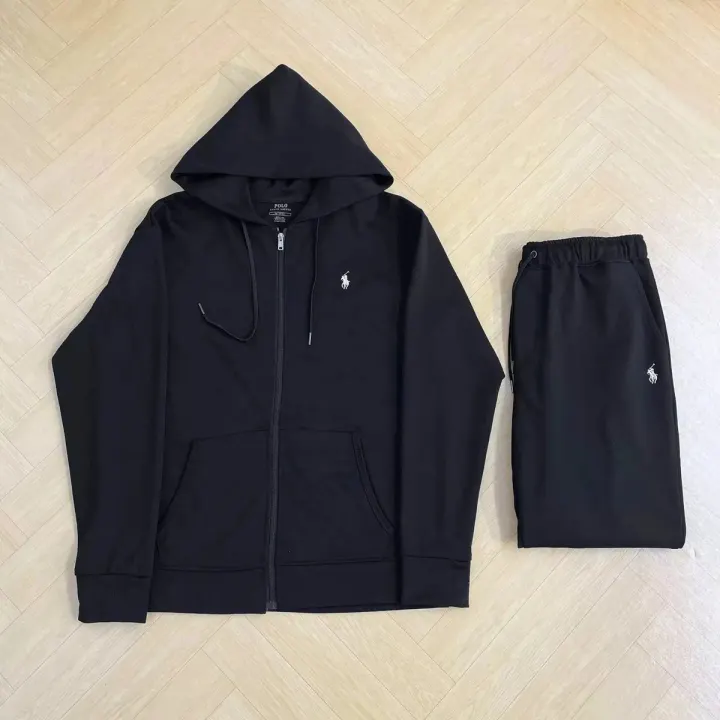 Ralph Lauren Black Zip-Up Hoodie and Sweatpants Set