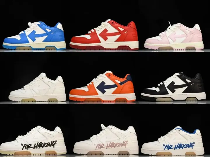 Off-White Low-Top Platform Sneakers with Arrow Logo, Multiple Colors