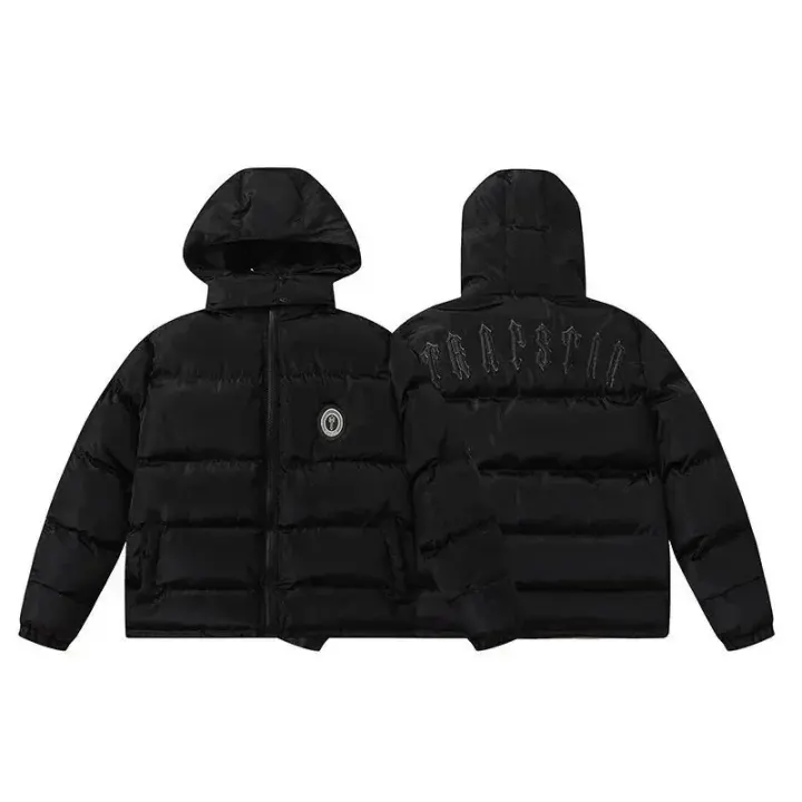 Trapstar Black Hooded Puffer Jacket with Embroidered Back Logo