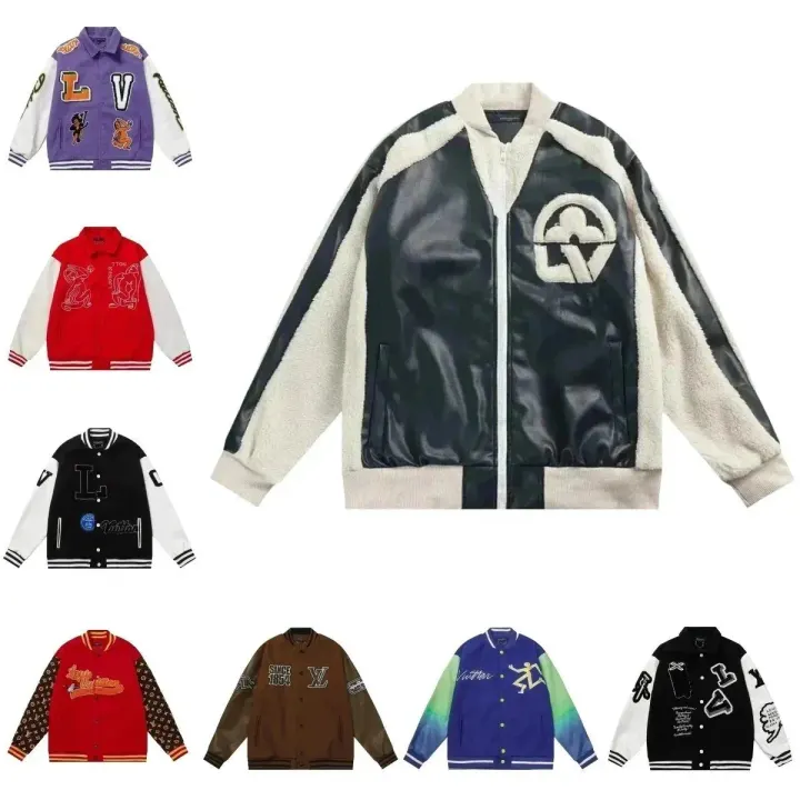 Louis Vuitton Black and Cream Graphic Patch Varsity Jacket