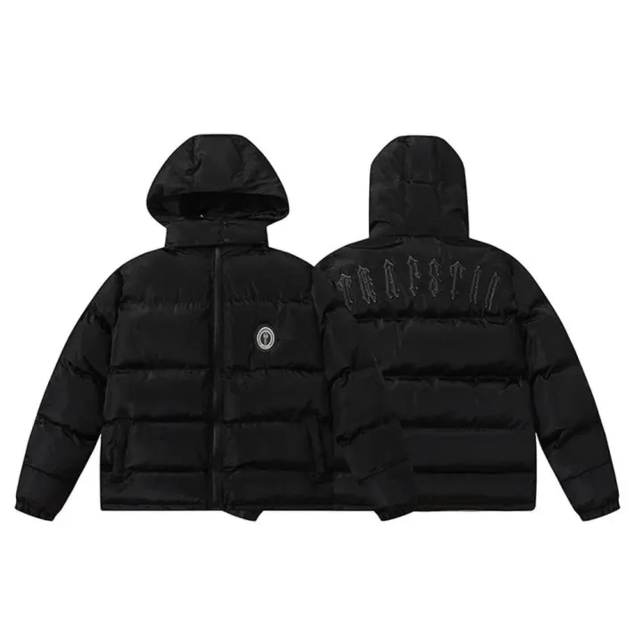 Trapstar Black Hooded Puffer Jacket with Back Logo Print