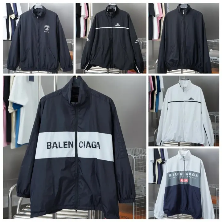 Balenciaga Black & White Colorblock Windbreaker Jacket