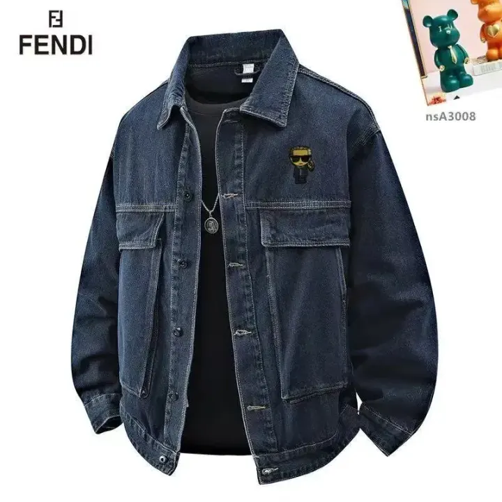 Fendi Dark Blue Denim Jacket with Chest Patch