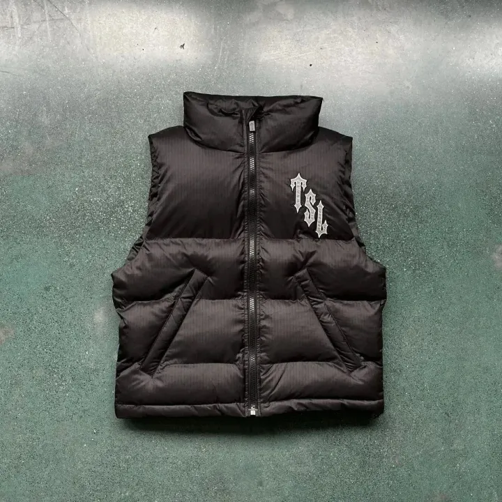 Trapstar Black Puffer Vest with Gothic Chest Logo
