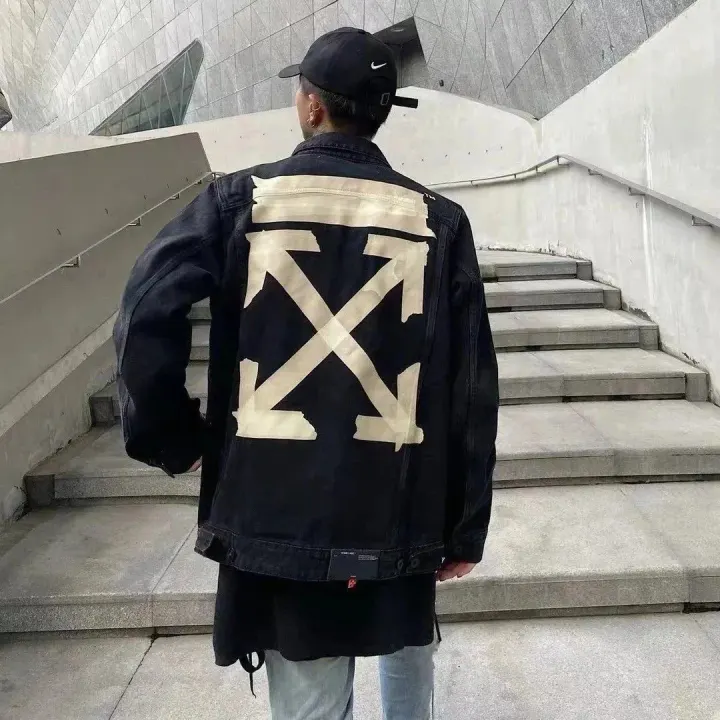 Stone Island Black Denim Overshirt Jacket with Graphic Back Print