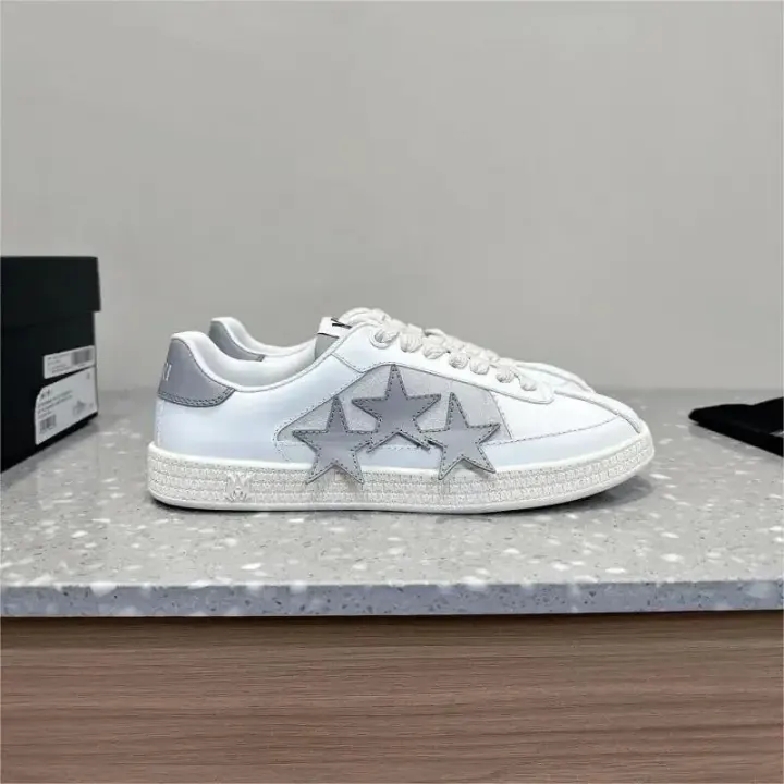 AMIRI White Low-Top Sneakers with Grey Star Patch