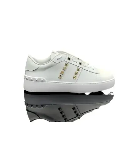 Valentino White Low-Top Studded Sneakers