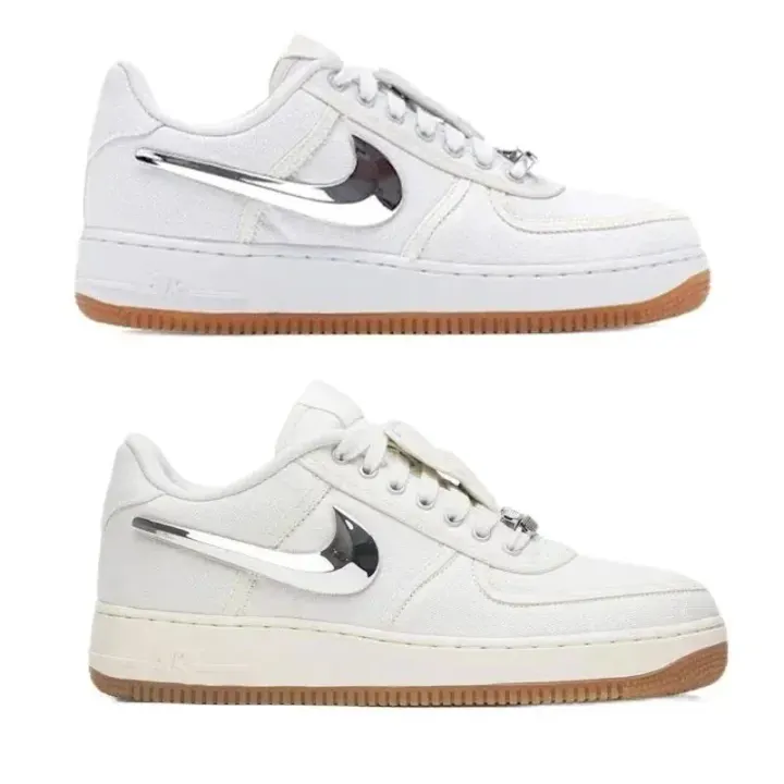 Nike White Low-Top Sneakers with Metallic Silver Swoosh