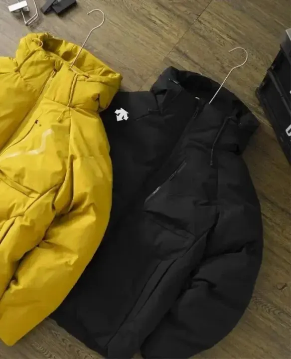 Descente Yellow Hooded Puffer Jacket