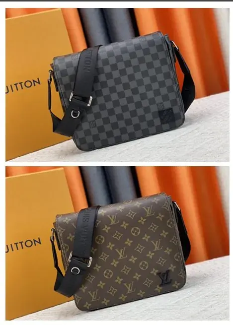Louis Vuitton schoudertas in zwart ruitpatroon en bruin monogram