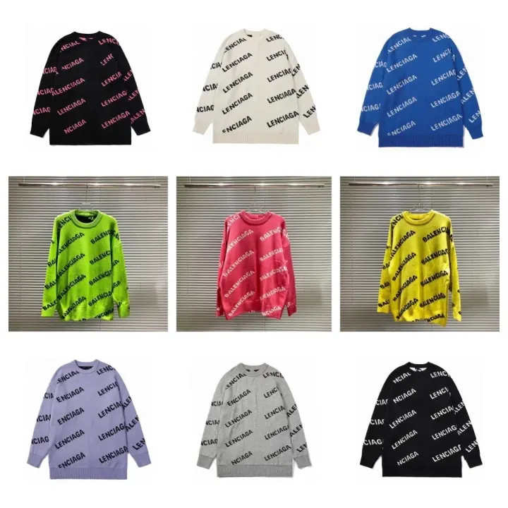 Balenciaga Logo Knit Sweater in Multiple Bright Colorways
