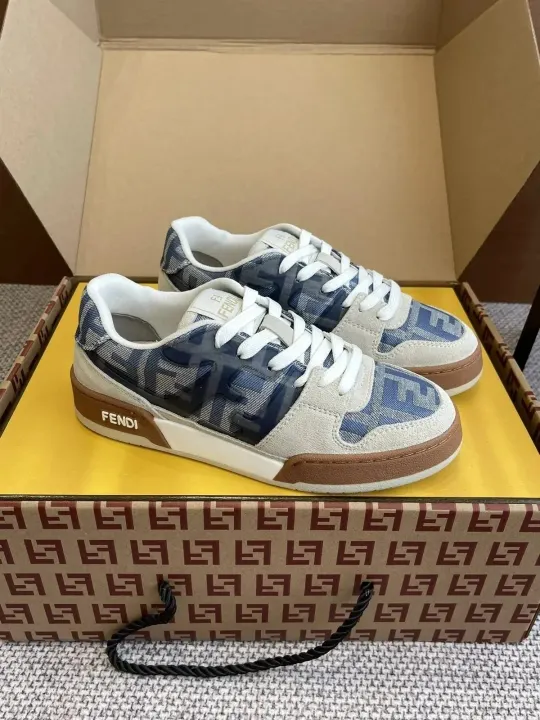 Fendi Blue FF Monogram Casual Sneakers