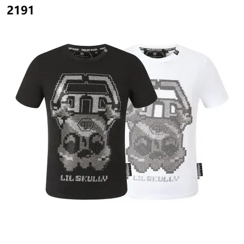Philipp Plein Black and White Lil Skully Graphic Tee