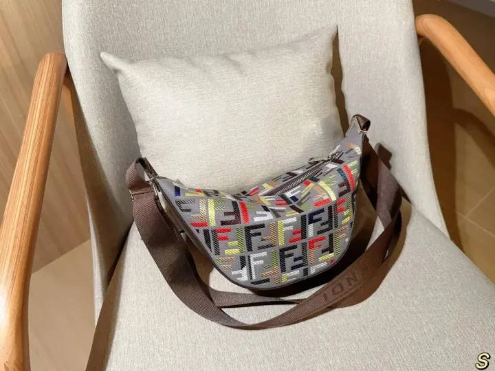 Fendi Multicolor FF Monogram Crescent Crossbody Bag