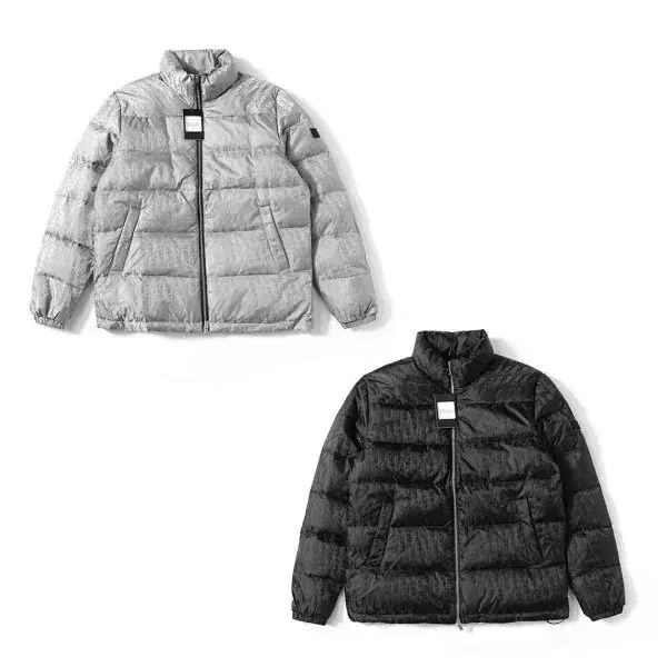 Dior Monogram Puffer Jacket in Grey and Black