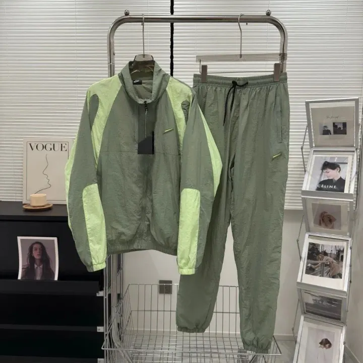 Celine Olive Green Unisex Athletic Matching Set with Lime Panels