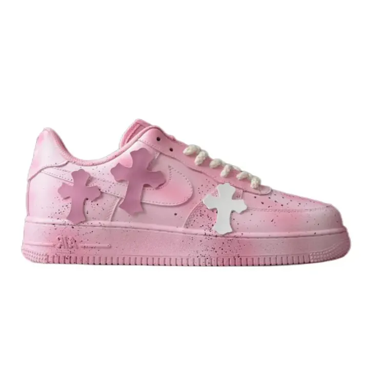 Nike Air Force 1 Low Pink Cross Detail Sneakers