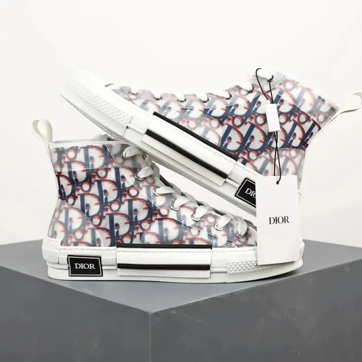 Dior White Monogram High-Top Sneakers