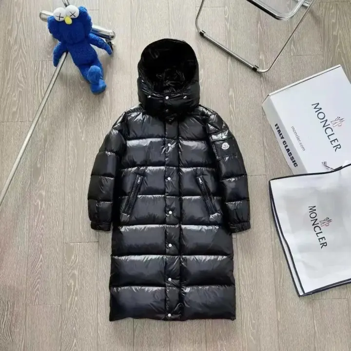 Moncler Black Hooded Long Puffer Jacket