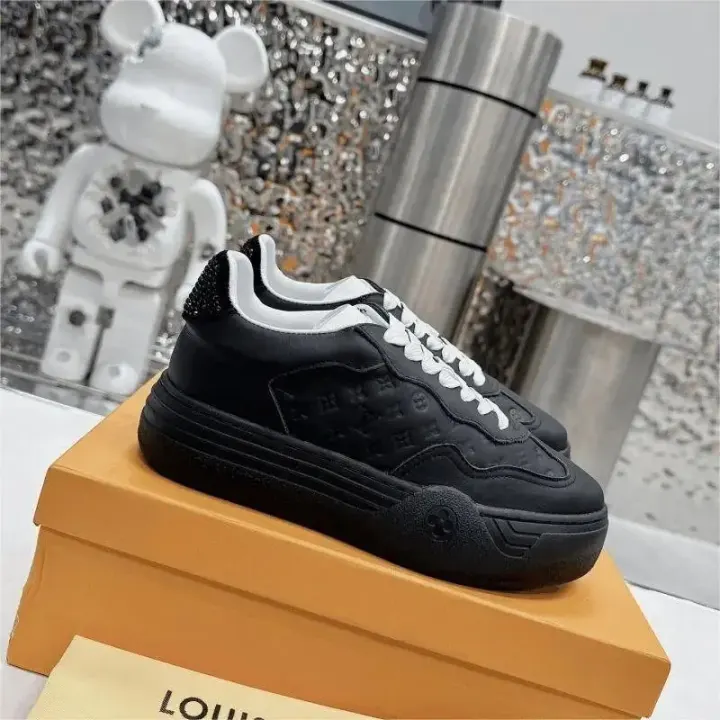 Louis Vuitton Black Monogram Embossed Platform Sneakers