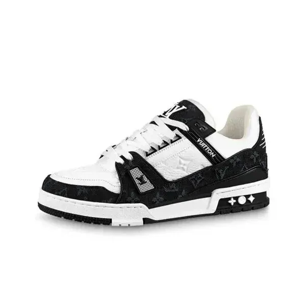 Louis Vuitton Black and White Monogram Low Top Sneakers