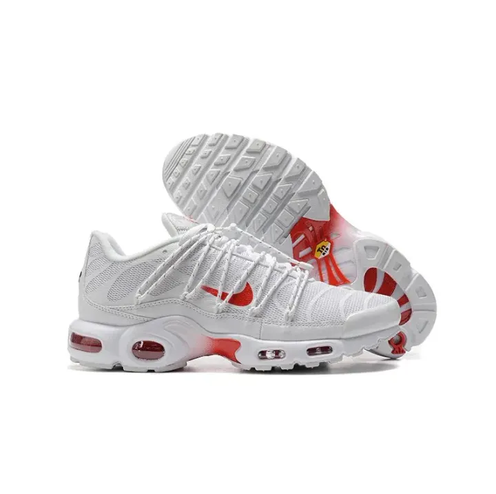 Nike Air Max Plus White/Red Mesh Sneakers