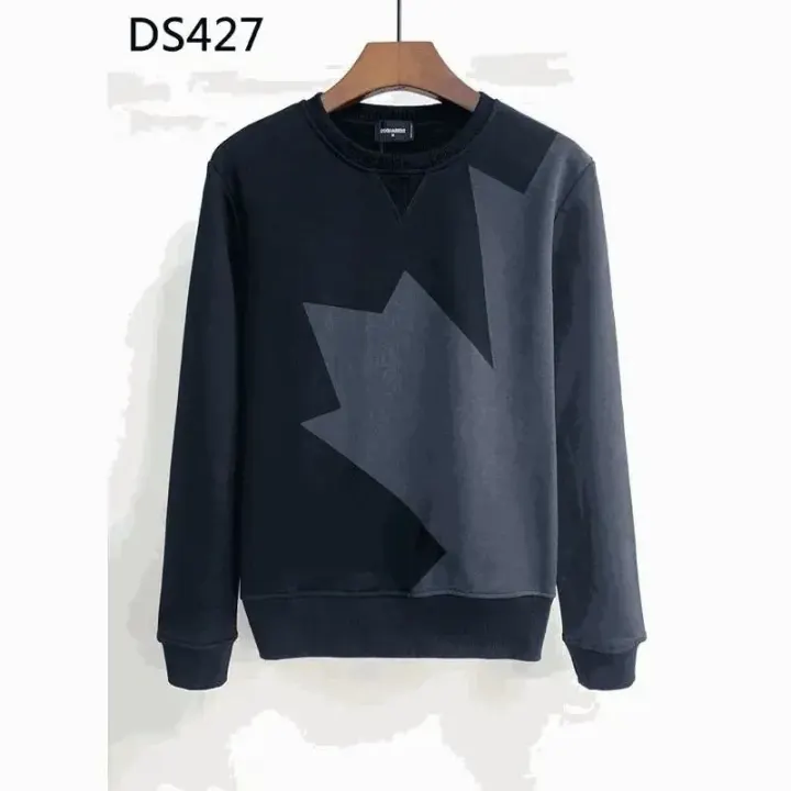 Dsquared2 Black Crewneck Sweatshirt with Maple Leaf Graphic